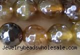 CAA5566 15 inches 6mm faceted round AB-color banded agate beads