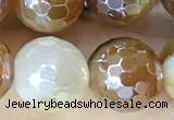 CAA5572 15 inches 10mm faceted round AB-color banded agate beads