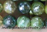 CAA5574 15 inches 6mm faceted round AB-color banded agate beads