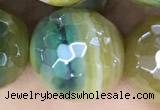 CAA5577 15 inches 12mm faceted round AB-color banded agate beads