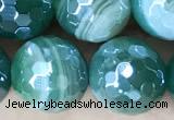 CAA5580 15 inches 10mm faceted round AB-color banded agate beads