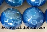 CAA5584 15 inches 10mm faceted round AB-color banded agate beads