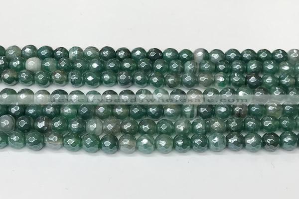 CAA5604 15 inches 6mm faceted round AB-color banded agate beads