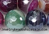 CAA5613 15 inches 12mm faceted round AB-color banded agate beads