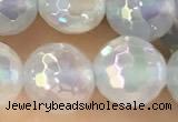 CAA5621 15 inches 8mm faceted round AB-color white agate beads