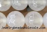 CAA5626 15 inches 8mm faceted round AB-color white agate beads