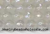 CAA5630 15 inches 6mm faceted round AB-color white agate beads