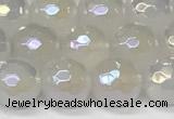 CAA5631 15 inches 8mm faceted round AB-color white agate beads