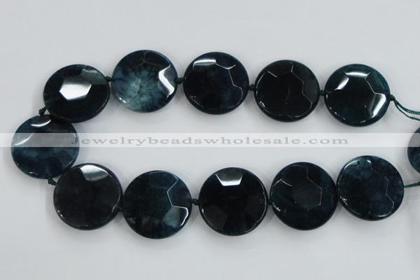 CAA565 15.5 inches 35mm faceted flat round dragon veins agate beads