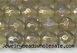 CAA5650 15 inches 6mm faceted round AB-color grey agate beads