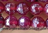 CAA5660 15 inches 6mm faceted round AB-color red agate beads