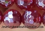 CAA5662 15 inches 10mm faceted round AB-color red agate beads