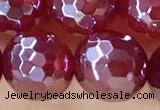 CAA5663 15 inches 12mm faceted round AB-color red agate beads