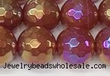 CAA5666 15 inches 8mm faceted round AB-color red agate beads