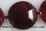 CAA568 15.5 inches 35mm faceted flat round dragon veins agate beads