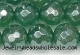 CAA5686 15 inches 8mm faceted round AB-color green agate beads