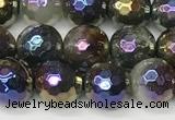 CAA5691 15 inches 8mm faceted round AB-color Indian agate beads