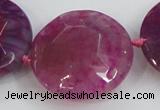 CAA570 15.5 inches 35mm faceted flat round dragon veins agate beads