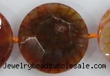 CAA571 15.5 inches 35mm faceted flat round dragon veins agate beads