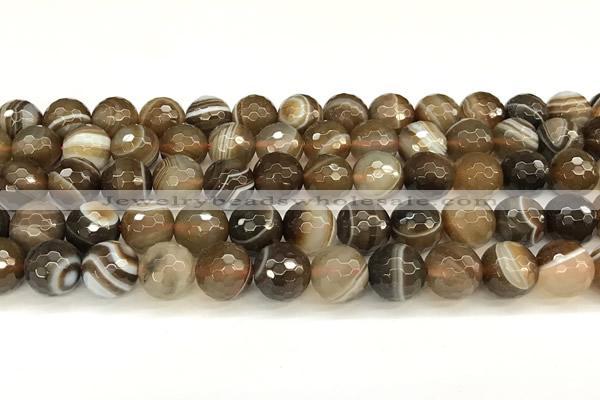 CAA5736 15 inches 8mm faceted round banded agate beads