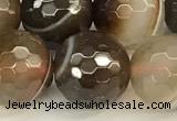 CAA5738 15 inches 12mm faceted round banded agate beads