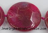 CAA576 15.5 inches 45mm faceted flat round dragon veins agate beads