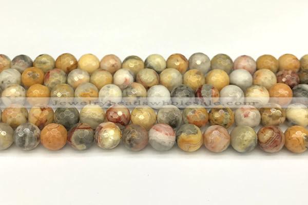 CAA5761 15 inches 8mm faceted round yellow crazy lace agate beads