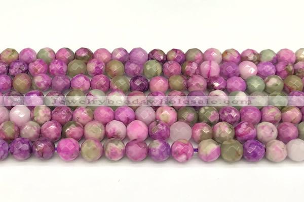 CAA5770 15 inches 6mm faceted round colorfull crazy lace agate beads