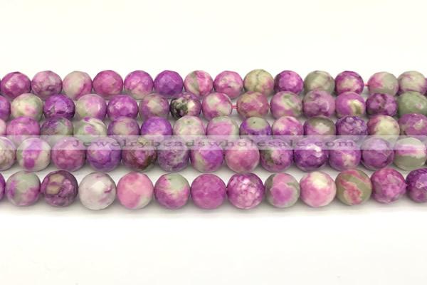 CAA5771 15 inches 8mm faceted round colorfull crazy lace agate beads