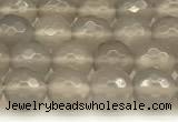 CAA5785 15 inches 6mm faceted round grey agate beads