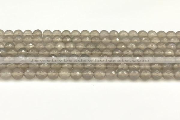 CAA5785 15 inches 6mm faceted round grey agate beads