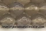 CAA5788 15 inches 12mm faceted round grey agate beads