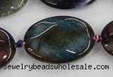 CAA581 15.5 inches 25*35mm faceted oval dragon veins agate beads