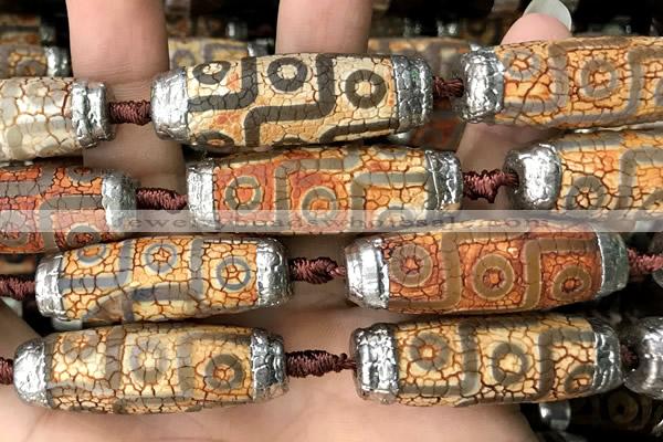 CAA5873 14*38mm - 16*43mm rice tibetan agate dzi beads