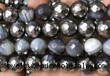 CAA5879 15 inches 6mm,8mm,10mm & 12mm faceted round electroplated banded agate beads