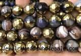 CAA5880 15 inches 6mm,8mm,10mm & 12mm faceted round electroplated banded agate beads