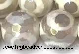 CAA5930 8mm, 10mm & 12mm faceted round AB-color tibetan agate beads