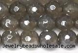 CAA5943 15 inches 6mm faceted round AB-color grey agate beads