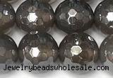 CAA5945 15 inches 10mm faceted round AB-color grey agate beads