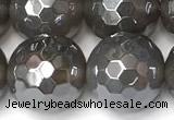 CAA5946 15 inches 12mm faceted round AB-color grey agate beads