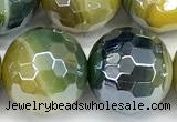 CAA5955 15 inches 12mm faceted round AB-color line agate beads