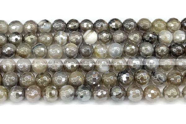 CAA5957 15 inches 8mm faceted round AB-color line agate beads