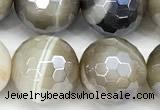 CAA5959 15 inches 12mm faceted round AB-color line agate beads