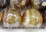 CAA5964 15 inches 12mm faceted round AB-color line agate beads