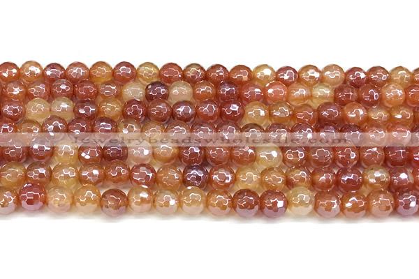 CAA5969 15 inches 6mm faceted round AB-color line agate beads