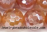 CAA5972 15 inches 12mm faceted round AB-color line agate beads