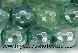 CAA5978 15 inches 8mm faceted round AB-color line agate beads