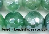 CAA5979 15 inches 10mm faceted round AB-color line agate beads