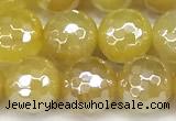 CAA5988 15 inches 8mm faceted round AB-color line agate beads