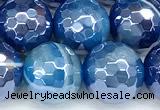 CAA5993 15 inches 10mm faceted round AB-color line agate beads